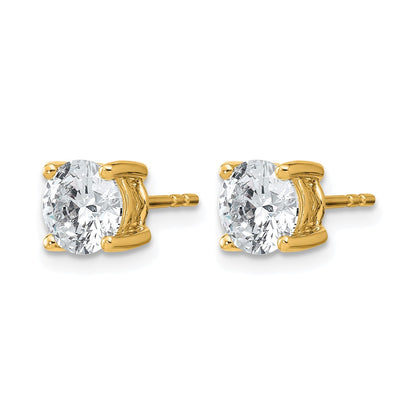Ohrstecker aus 14K Gelbgold mit 2 ct. Laborgezüchteten Diamanten, VS/SI+, G+, Rund, 4-Krappen-Fassung, Schweres Gewicht