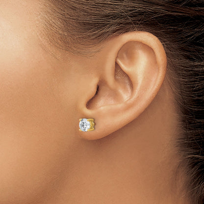 Ohrstecker aus 14K Gelbgold mit 2 ct. Laborgezüchteten Diamanten, VS/SI+, G+, Rund, 4-Krappen-Fassung, Schweres Gewicht