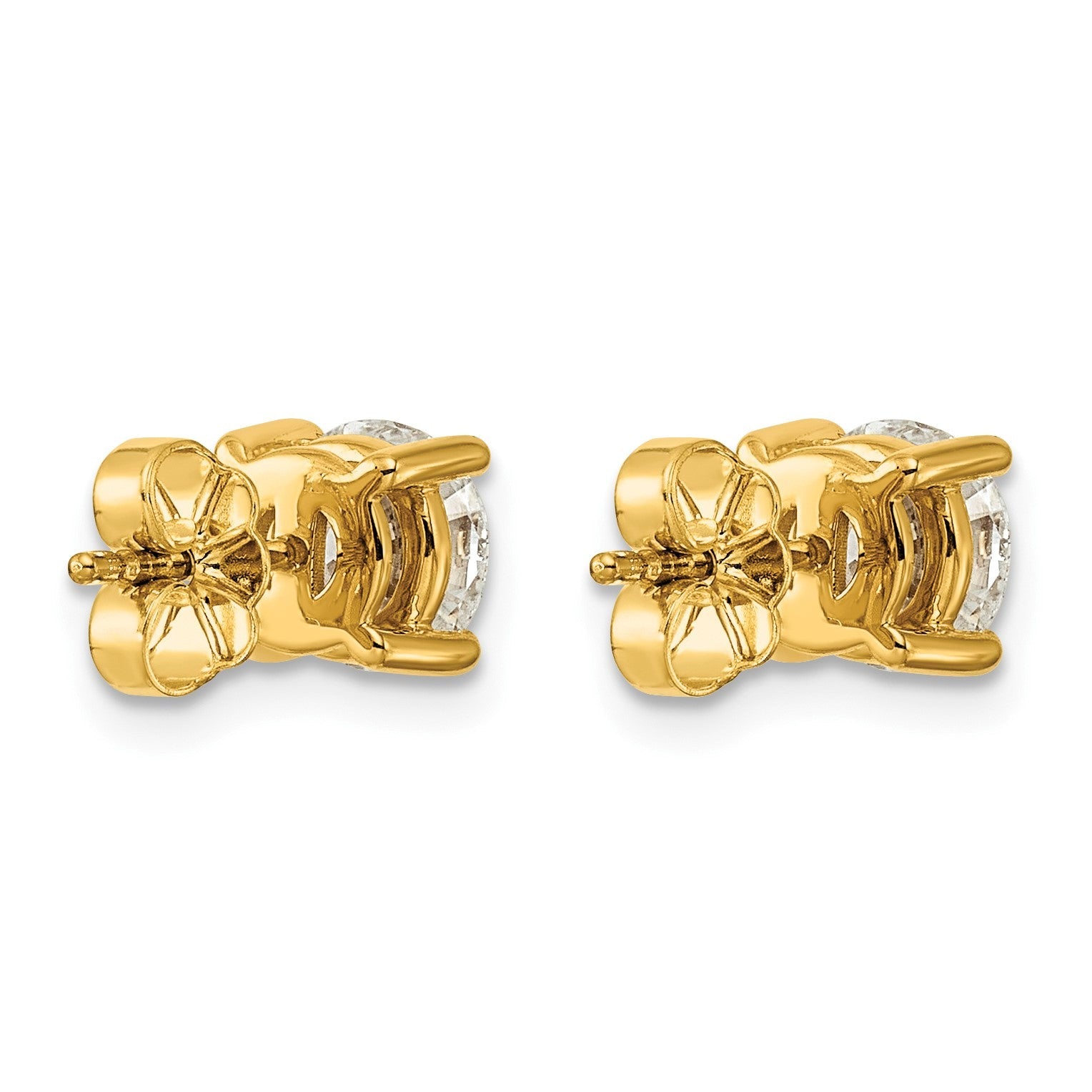 Ohrstecker aus 14K Gelbgold mit 2 ct. Laborgezüchteten Diamanten, VS/SI+, G+, Rund, 4-Krappen-Fassung, Schweres Gewicht