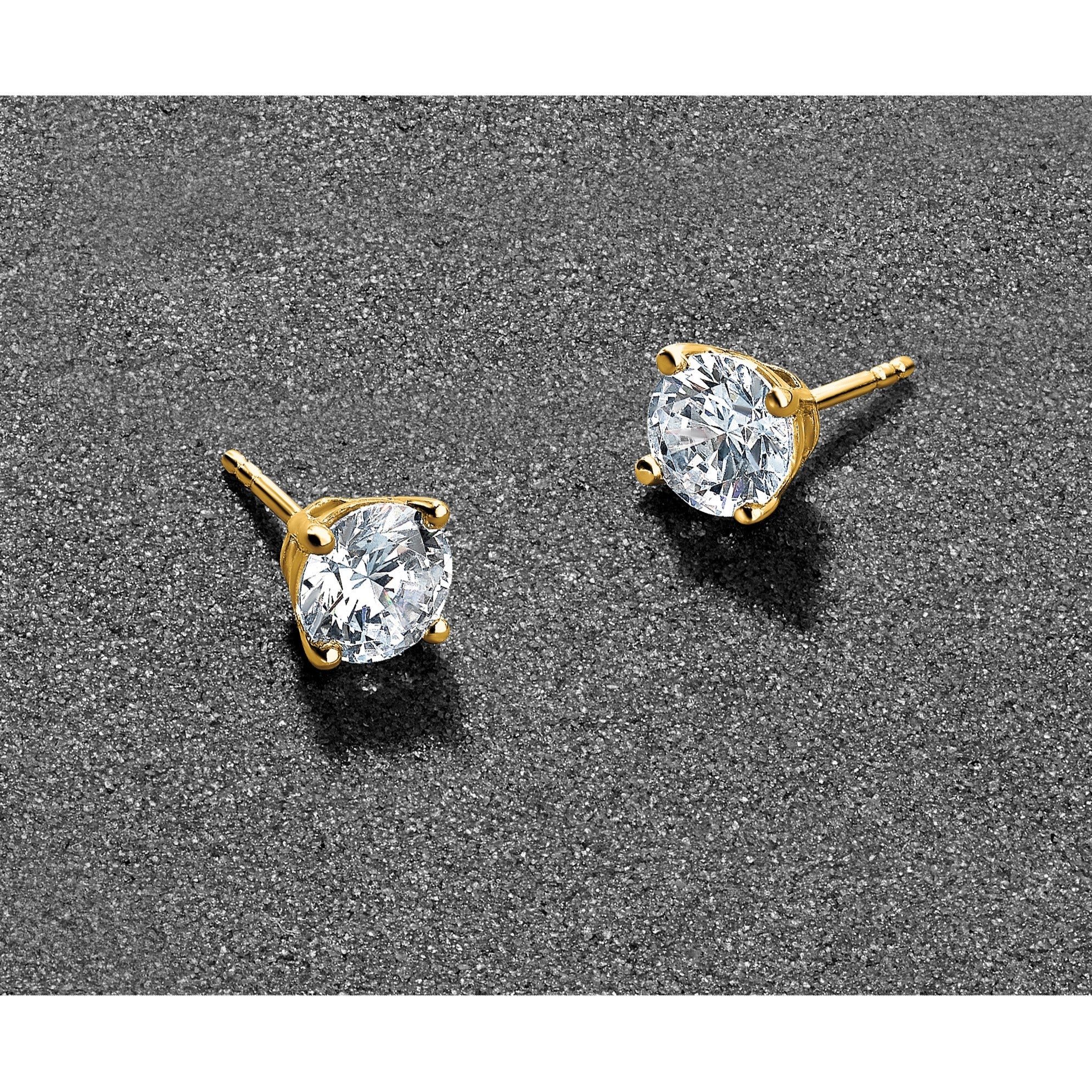14K Gelbgold 0,75 ct. Laborgezüchtete Diamant-Ohrstecker VS/SI+ G+ Rund Vierzack-Fassung mit Ohrstift