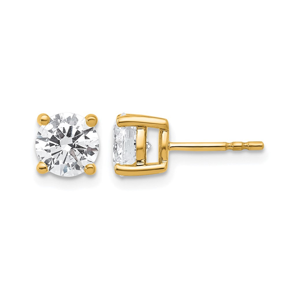 14K Gelbgold Ohrstecker mit 2 ct. zertifizierten, im Labor gezüchteten Diamanten, VS/SI+ G+, rund, 4-Krappen-Fassung, schweres Gewicht