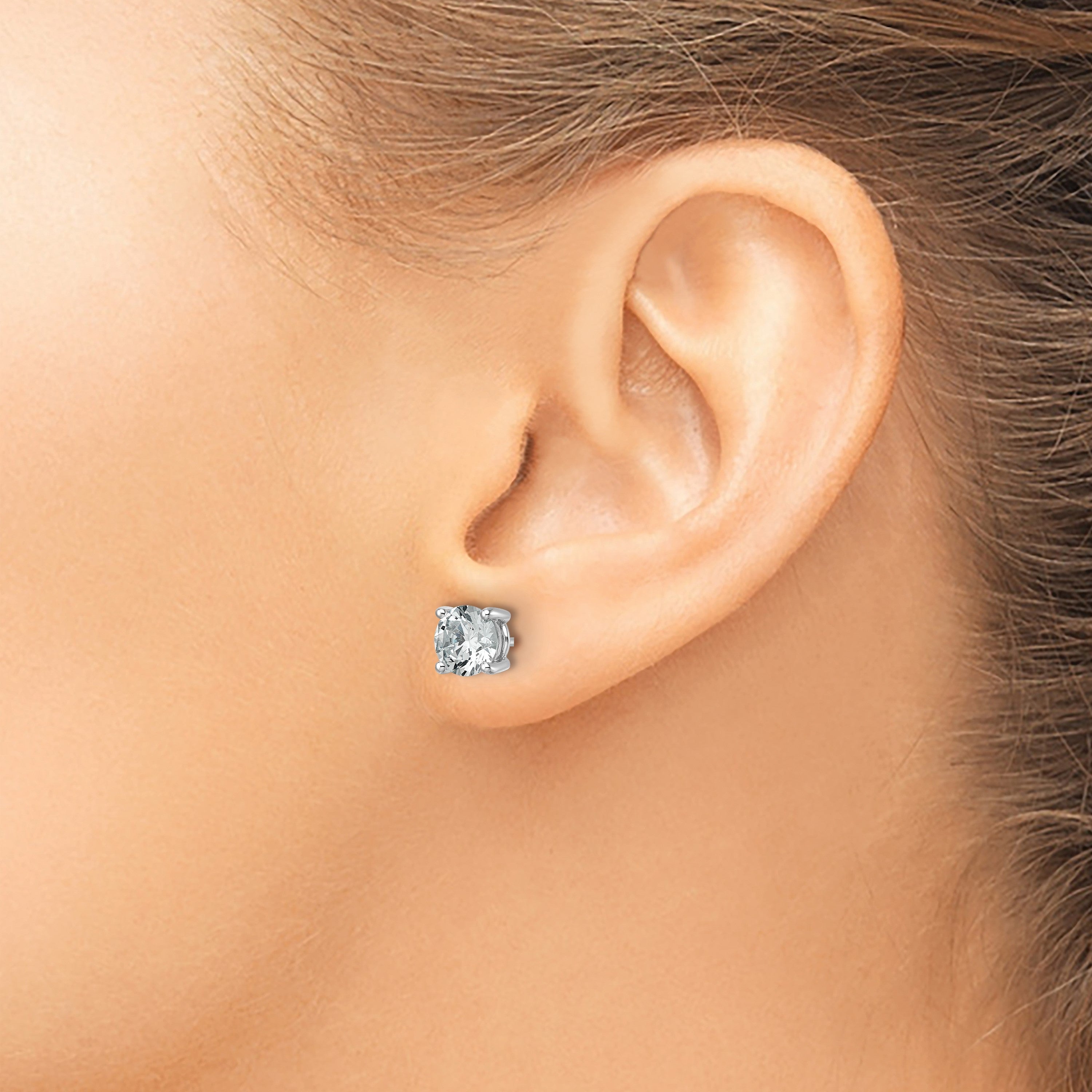 14K Weißgold 2,5 ct. Laborgezüchtete Diamant-Ohrstecker VS/SI+ G+ Rund, 4-Krappenfassung, Hohes Gewicht