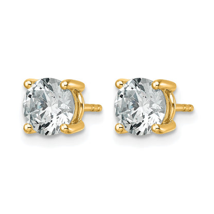 14K Gelbgold Ohrstecker mit 2,5 ct. zertifizierten, im Labor gezüchteten Diamanten VS/SI+ G+, rund, 4-Krappen-Fassung, schweres Gewicht