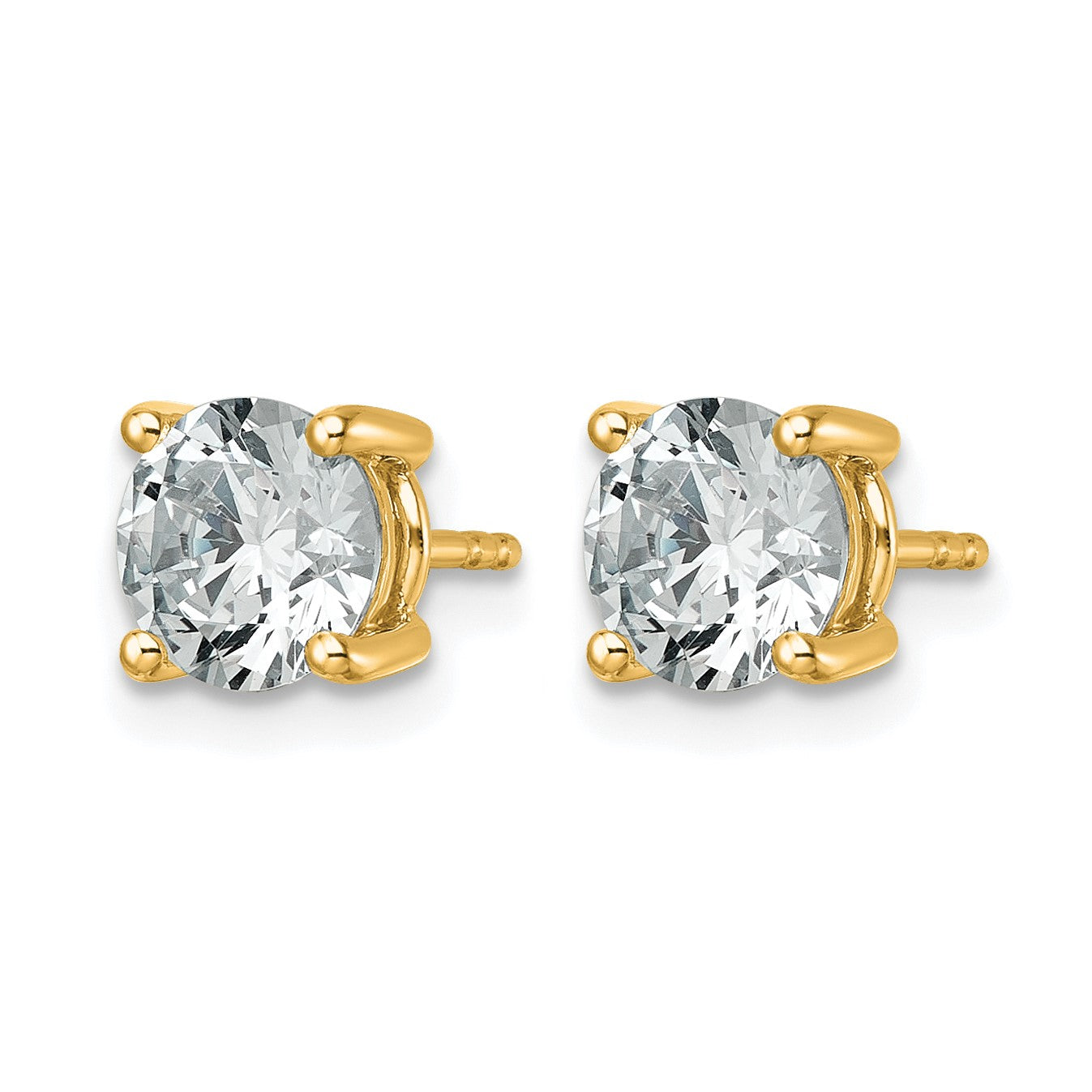 14K Gelbgold Ohrstecker mit 2,5 ct. Laborgezüchteten Diamanten, VS/SI+ G+, Rund, 4-Krappen-Fassung, Schweres Gewicht