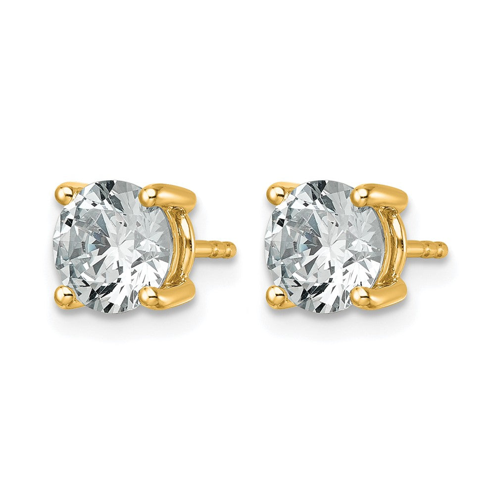 14K Gelbgold Ohrstecker mit 2,5 ct. zertifizierten, im Labor gezüchteten Diamanten VS/SI+ G+, rund, 4-Krappen-Fassung, schweres Gewicht