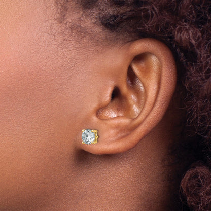 14K Gelbgold Ohrstecker mit 2,5 ct. Laborgezüchteten Diamanten, VS/SI+ G+, Rund, 4-Krappen-Fassung, Schweres Gewicht