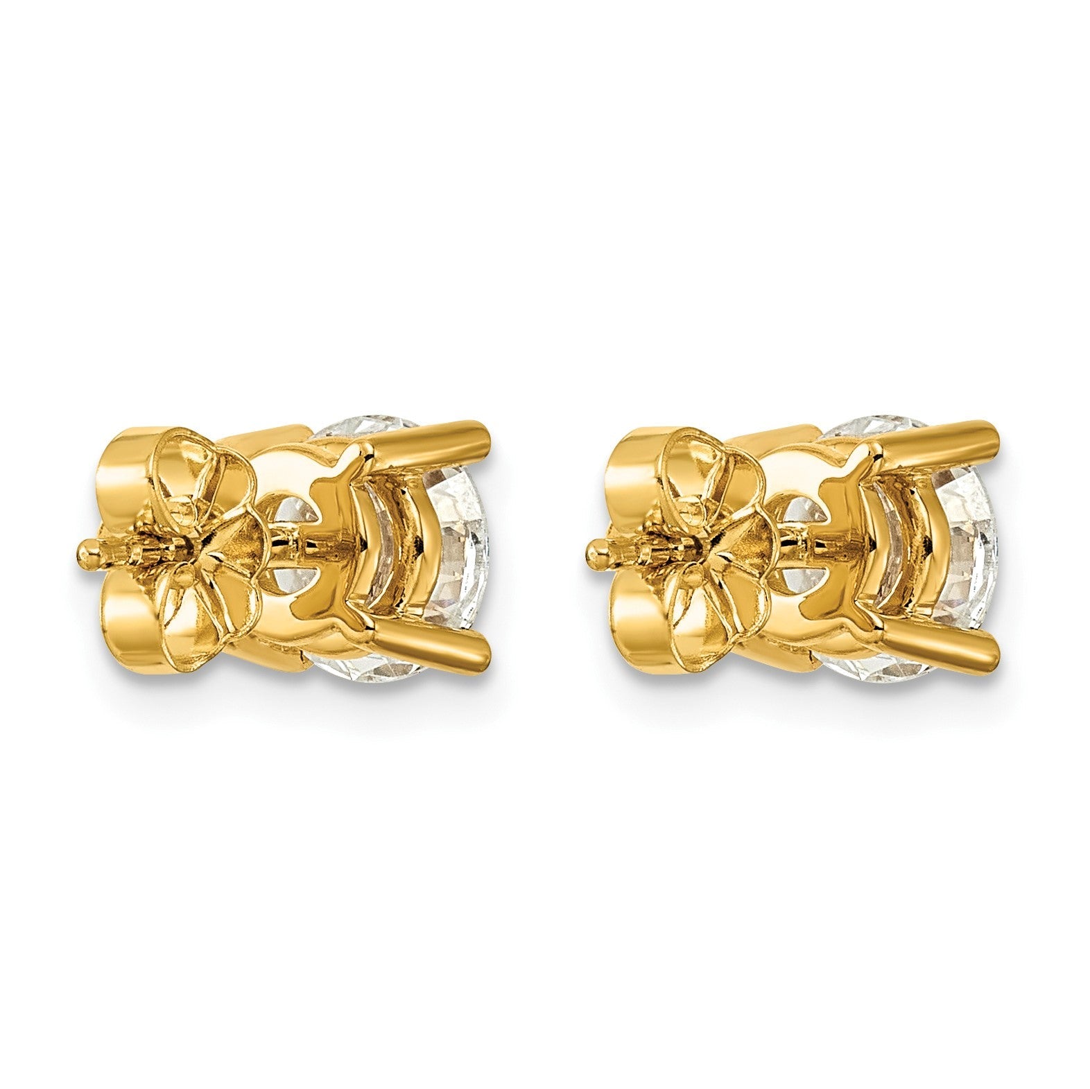 14K Gelbgold Ohrstecker mit 2,5 ct. zertifizierten, im Labor gezüchteten Diamanten VS/SI+ G+, rund, 4-Krappen-Fassung, schweres Gewicht