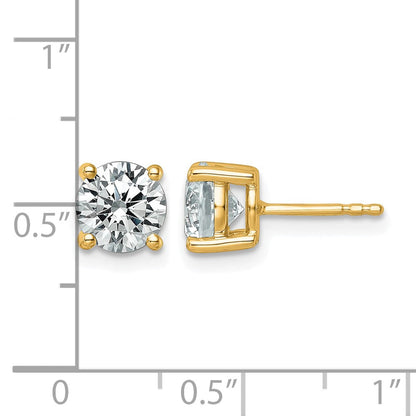 14K Gelbgold Ohrstecker mit 2,5 ct. Laborgezüchteten Diamanten, VS/SI+ G+, Rund, 4-Krappen-Fassung, Schweres Gewicht