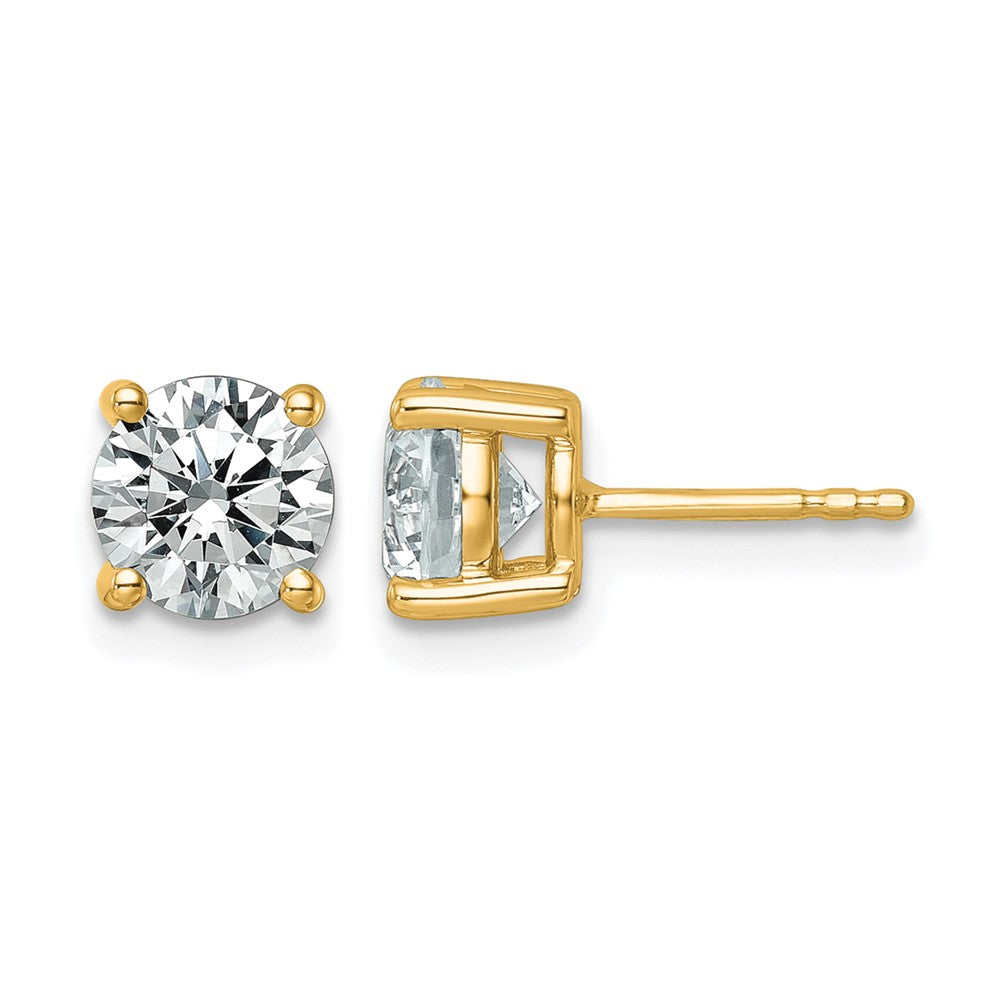 14K Gelbgold Ohrstecker mit 2,5 ct. zertifizierten, im Labor gezüchteten Diamanten VS/SI+ G+, rund, 4-Krappen-Fassung, schweres Gewicht