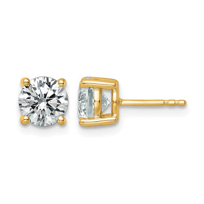 14K Gelbgold Ohrstecker mit 2,5 ct. zertifizierten, im Labor gezüchteten Diamanten VS/SI+ G+, rund, 4-Krappen-Fassung, schweres Gewicht