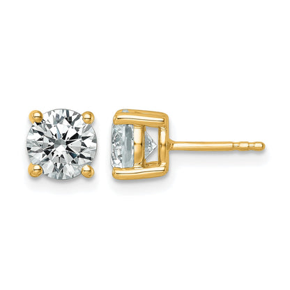 14K Gelbgold Ohrstecker mit 2,5 ct. Laborgezüchteten Diamanten, VS/SI+ G+, Rund, 4-Krappen-Fassung, Schweres Gewicht
