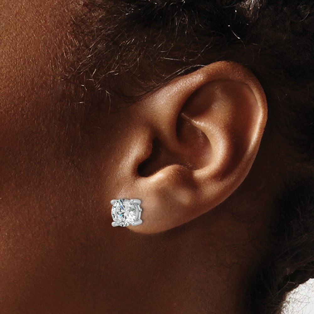 14K Weißgold Ohrstecker mit 3 ct. Labor gezüchteten Diamanten, VS/SI+ G+, Rund, 4-Krappen-Fassung, hohes Gewicht