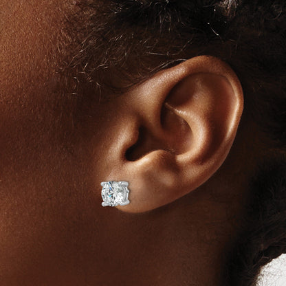 14K Weißgold Ohrstecker mit 3 ct. zertifizierten, im Labor gezüchteten Diamanten, VS+, F+, rund, in Vierzacken-Fassung