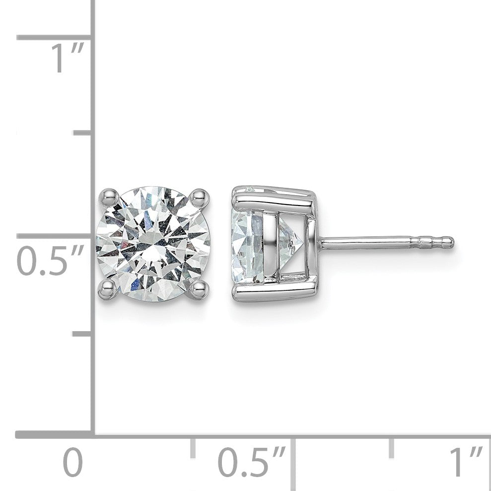 14K Weißgold Ohrstecker mit 3 ct. zertifizierten, im Labor gezüchteten Diamanten, VS+, F+, rund, in Vierzacken-Fassung