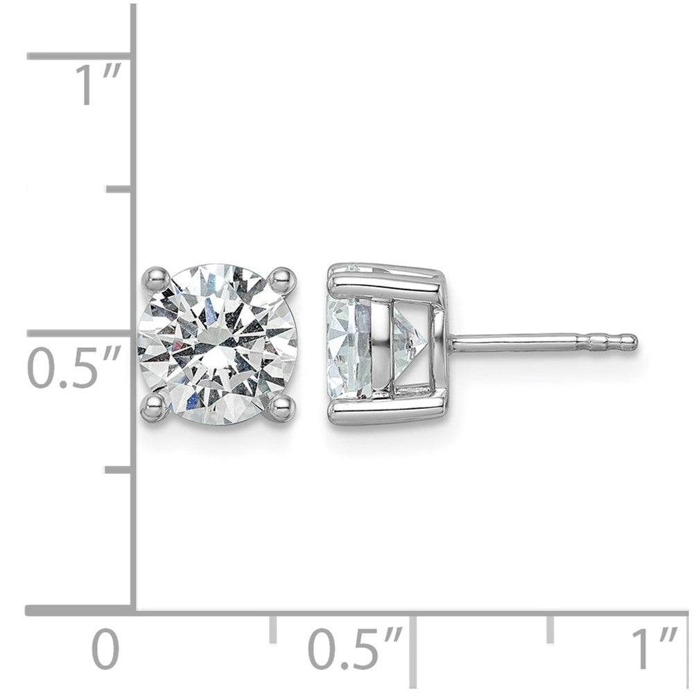 14K Weißgold Ohrstecker mit 3 ct. zertifizierten, im Labor gezüchteten Diamanten, VS+, F+, rund, in Vierzacken-Fassung