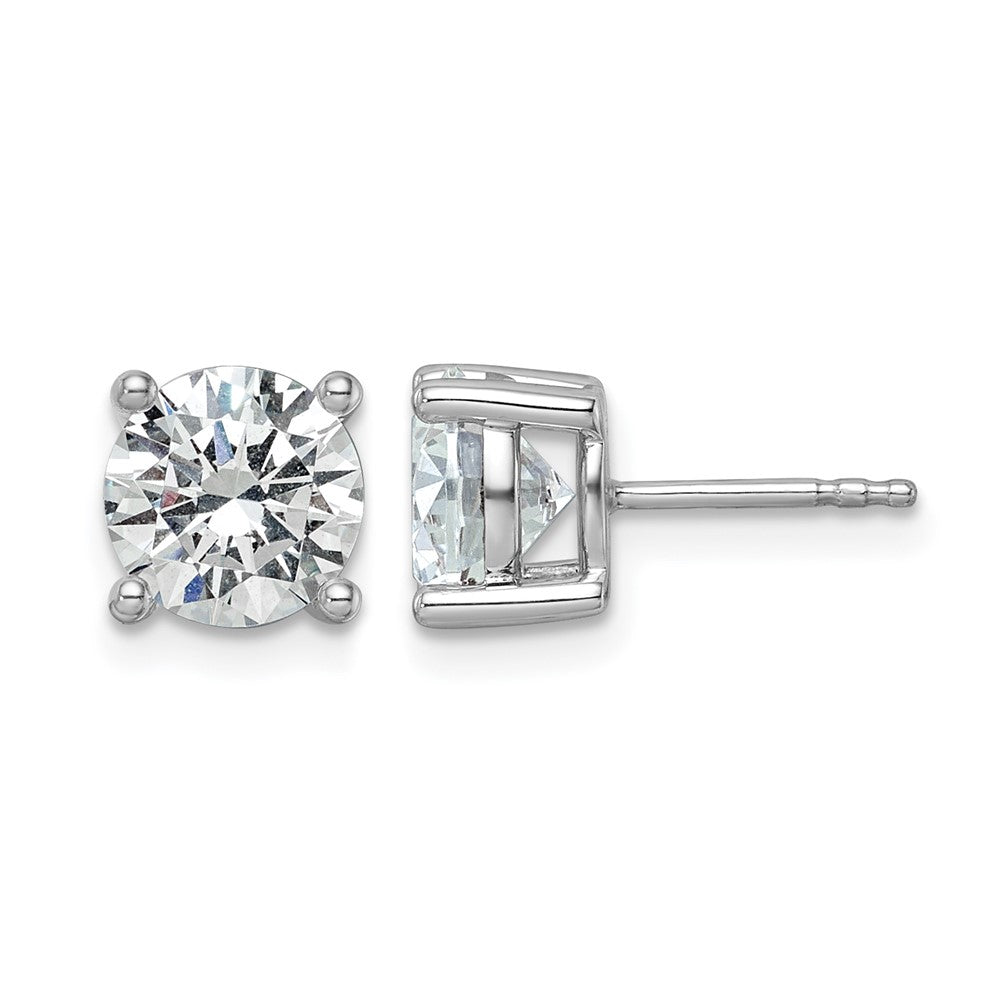 14K Weißgold Ohrstecker mit 3 ct. Labor gezüchteten Diamanten, VS/SI+ G+, Rund, 4-Krappen-Fassung, hohes Gewicht