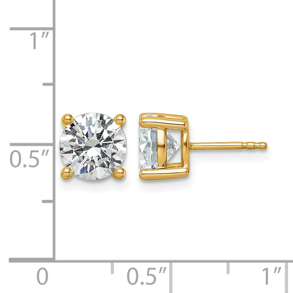 14K Gelbgold Ohrstecker mit 3 ct. im Labor gezüchteten Diamanten, VS/SI+, G+, rund, 4-Krappenfassung, schweres Gewicht