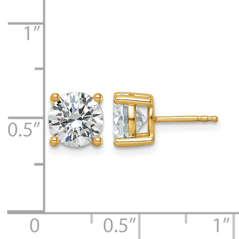 Zertifizierte Laborgezüchtete Diamant-Ohrstecker aus 14K Gelbgold, 3 ct., VS/SI+ G+, Rund, 4-Krappen-Fassung, Schweres Gewicht