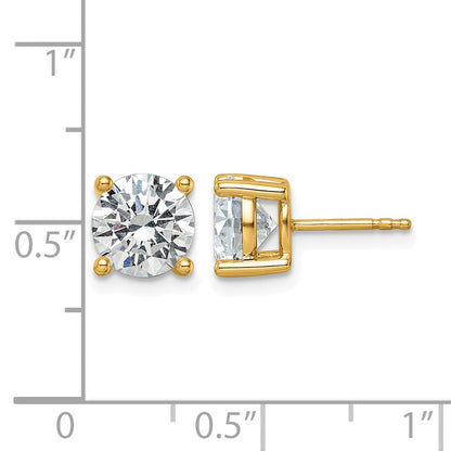 14K Gelbgold Ohrstecker mit 3 ct. im Labor gezüchteten Diamanten, VS/SI+, G+, rund, 4-Krappenfassung, schweres Gewicht