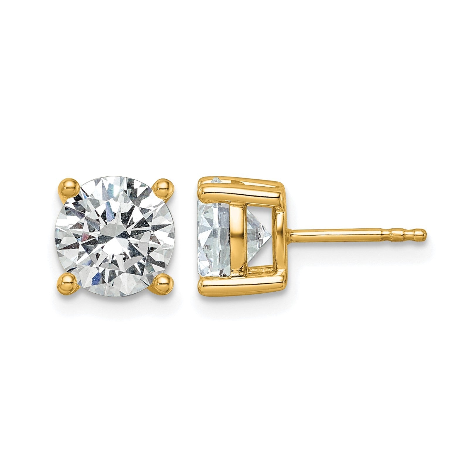 Zertifizierte Laborgezüchtete Diamant-Ohrstecker aus 14K Gelbgold, 3 ct., VS/SI+ G+, Rund, 4-Krappen-Fassung, Schweres Gewicht