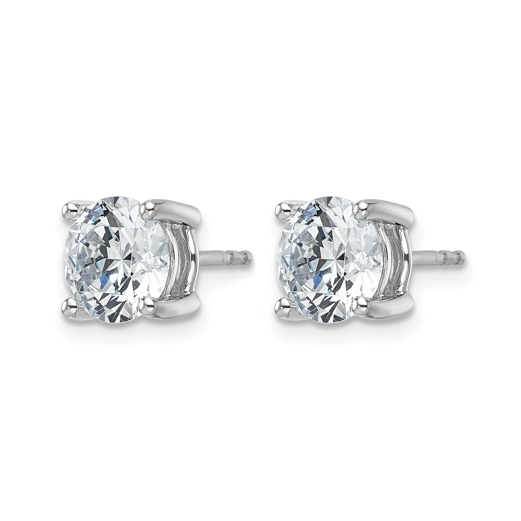 14K Weißgold Ohrstecker mit 4 ct. laborgezüchteten Diamanten, Rund-Schliff, VS+ F+, Vierkrallenfassung