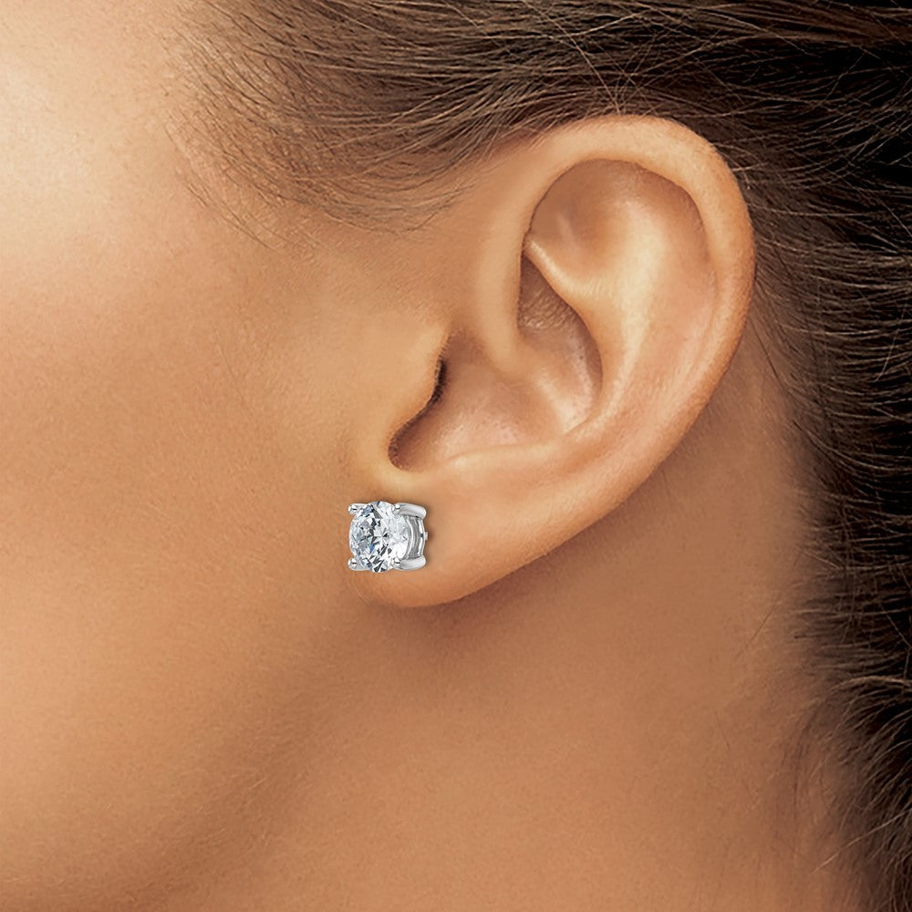 14K Weißgold Ohrstecker mit 4 ct. laborgezüchteten Diamanten, Rund-Schliff, VS+ F+, Vierkrallenfassung