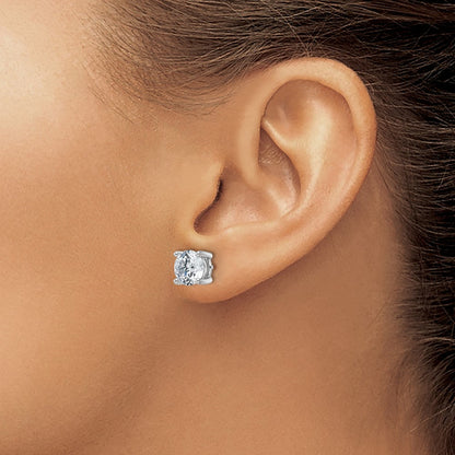 14K Weißgold 4 ct. Zertifizierte Labor Gezüchtete Diamant VS/SI+ G+ Rund 4-Krappen Schweres Gewicht Ohrstecker