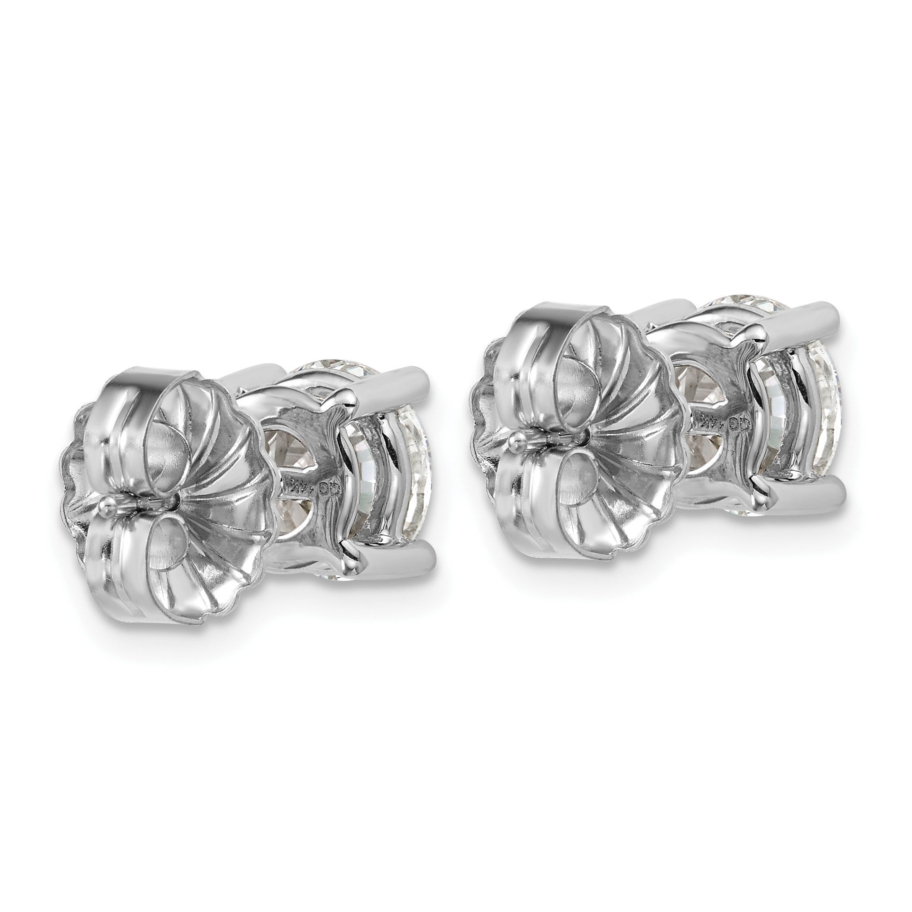 14K Weißgold Ohrstecker mit 4 ct. laborgezüchteten Diamanten, Rund-Schliff, VS+ F+, Vierkrallenfassung