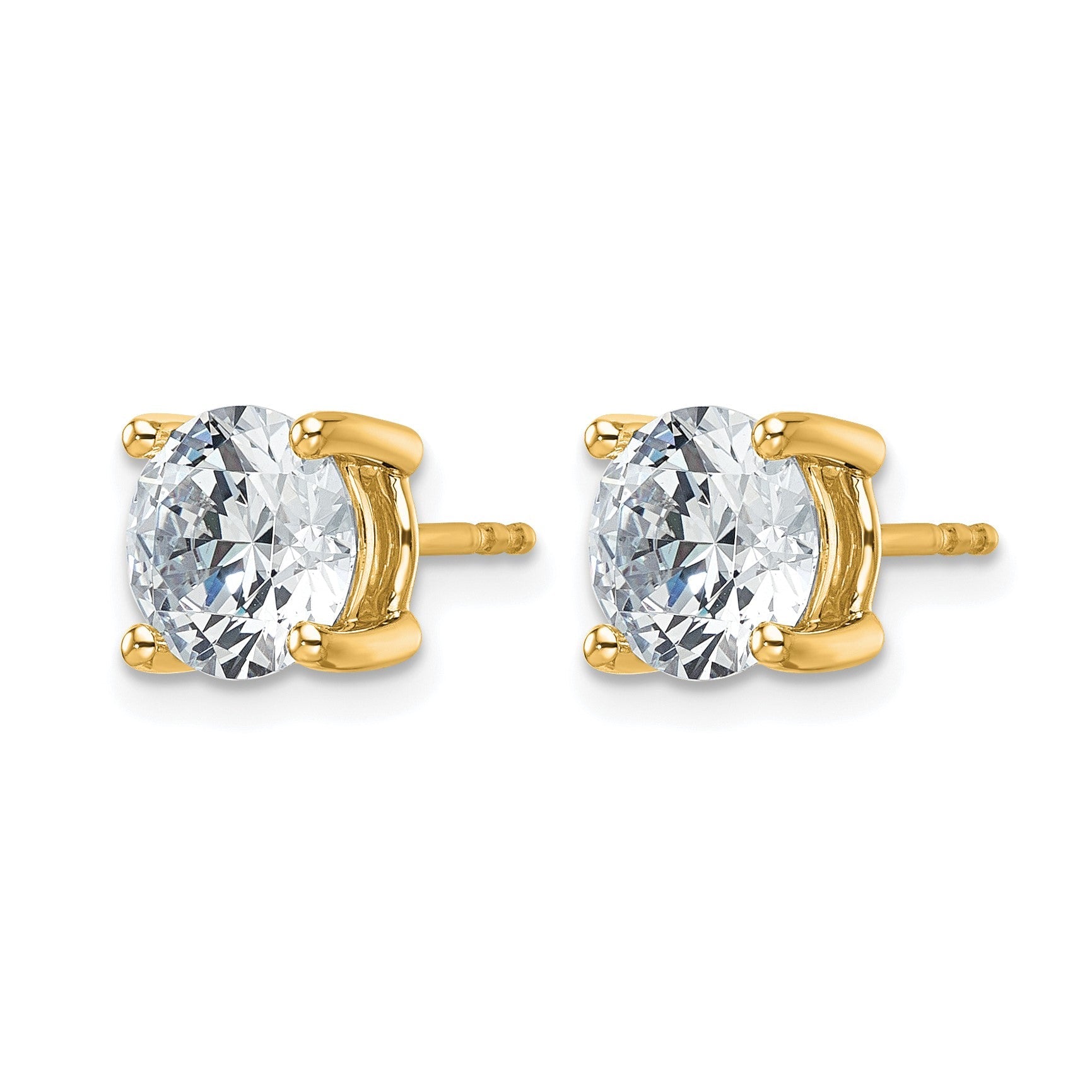 14K Gelbgold Laborgezüchtete Diamant-Ohrstecker, 4 ct., VS/SI+ G+, Rund, 4-Krappen-Fassung, Schweres Gewicht