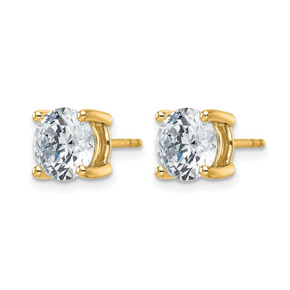 14K Gelbgold Laborgezüchtete Diamant-Ohrstecker, 4 ct., VS/SI+ G+, Rund, 4-Krappen-Fassung, Schweres Gewicht