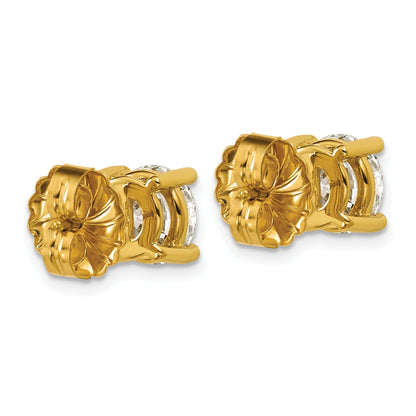 14K Gelbgold Laborgezüchtete Diamant-Ohrstecker, 4 ct., VS/SI+ G+, Rund, 4-Krappen-Fassung, Schweres Gewicht