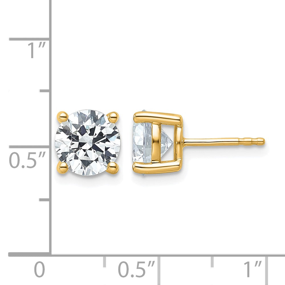 14K Gelbgold Ohrstecker mit 4 ct. zertifizierten, im Labor gezüchteten Diamanten, VS/SI+ G+, rund, 4-Krappen-Fassung, hohes Gewicht