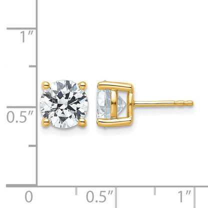 14K Gelbgold Laborgezüchtete Diamant-Ohrstecker, 4 ct., VS/SI+ G+, Rund, 4-Krappen-Fassung, Schweres Gewicht