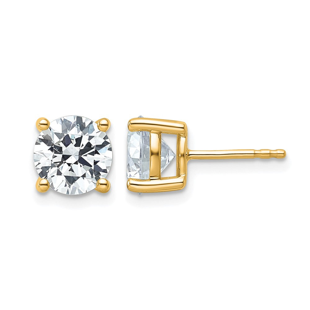 14K Gelbgold Laborgezüchtete Diamant-Ohrstecker, 4 ct., VS/SI+ G+, Rund, 4-Krappen-Fassung, Schweres Gewicht