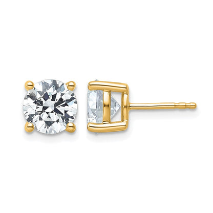 14K Gelbgold Laborgezüchtete Diamant-Ohrstecker, 4 ct., VS/SI+ G+, Rund, 4-Krappen-Fassung, Schweres Gewicht