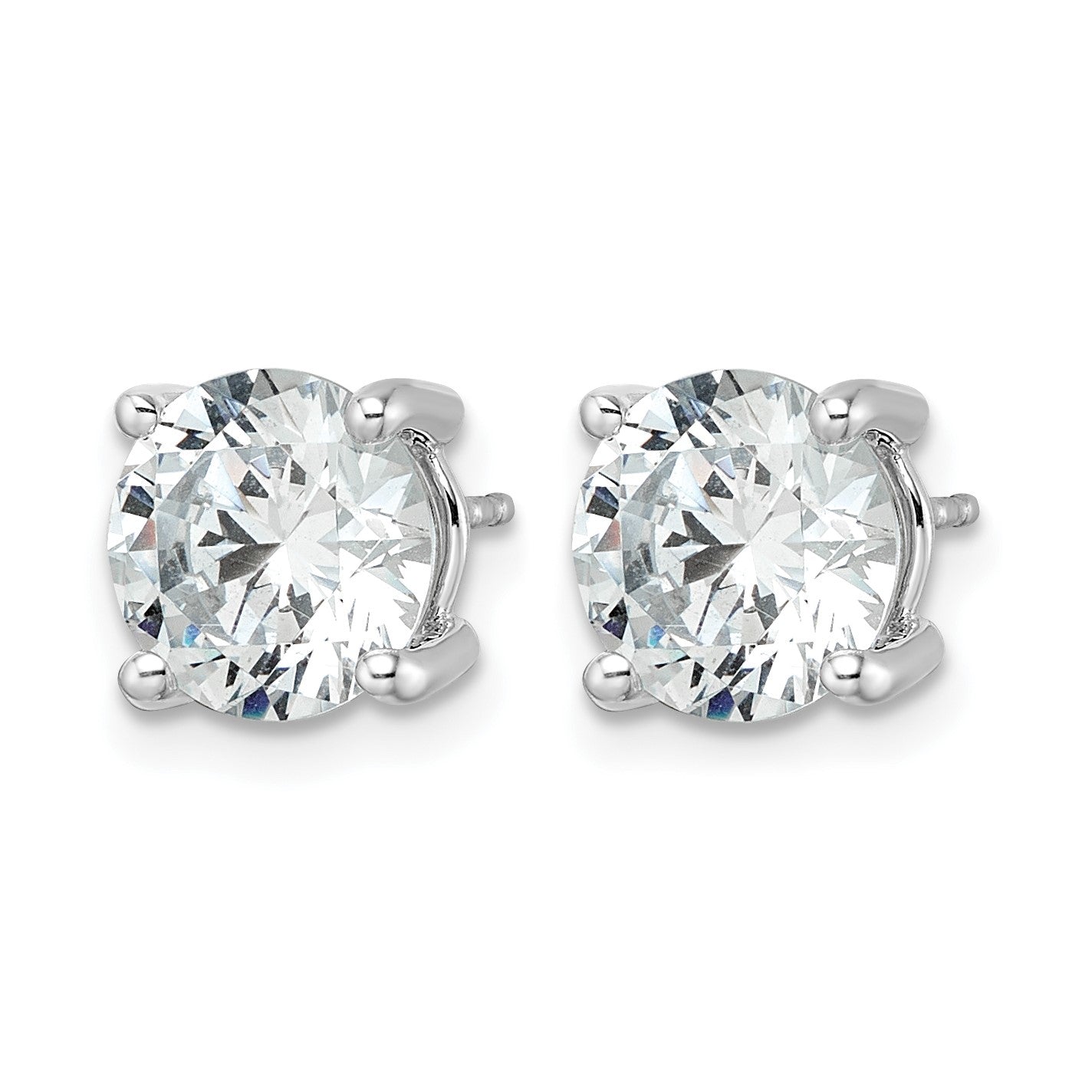 14K Weißgold Ohrstecker mit 5 ct. Labor-gezüchteten Diamanten, VS/SI+, G+, Rund, 4-Krappen-Fassung, Schweres Gewicht