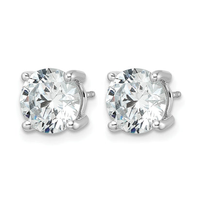 14K Weißgold Ohrstecker mit 5 ct. Labor-gezüchteten Diamanten, VS/SI+, G+, Rund, 4-Krappen-Fassung, Schweres Gewicht