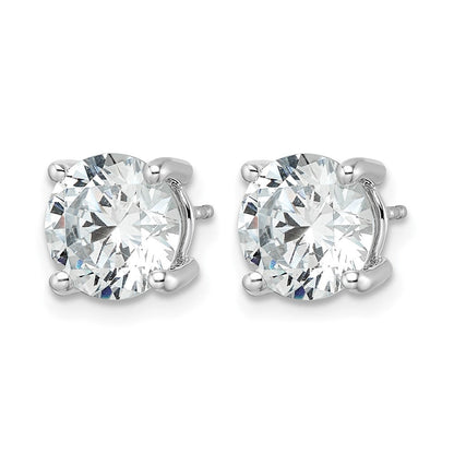 14K Weißgold Ohrstecker mit 5 ct. Labor-gezüchteten Diamanten, VS/SI+, G+, Rund, 4-Krappen-Fassung, Schweres Gewicht