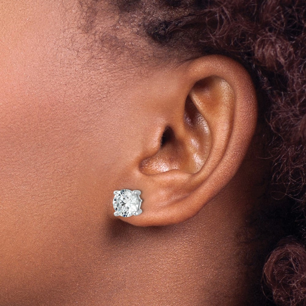 14K Weißgold Ohrstecker mit 5 ct. zertifizierten, laborgezüchteten Diamanten VS/SI+ G+, rund, 4-Krappen-Fassung, hohes Gewicht