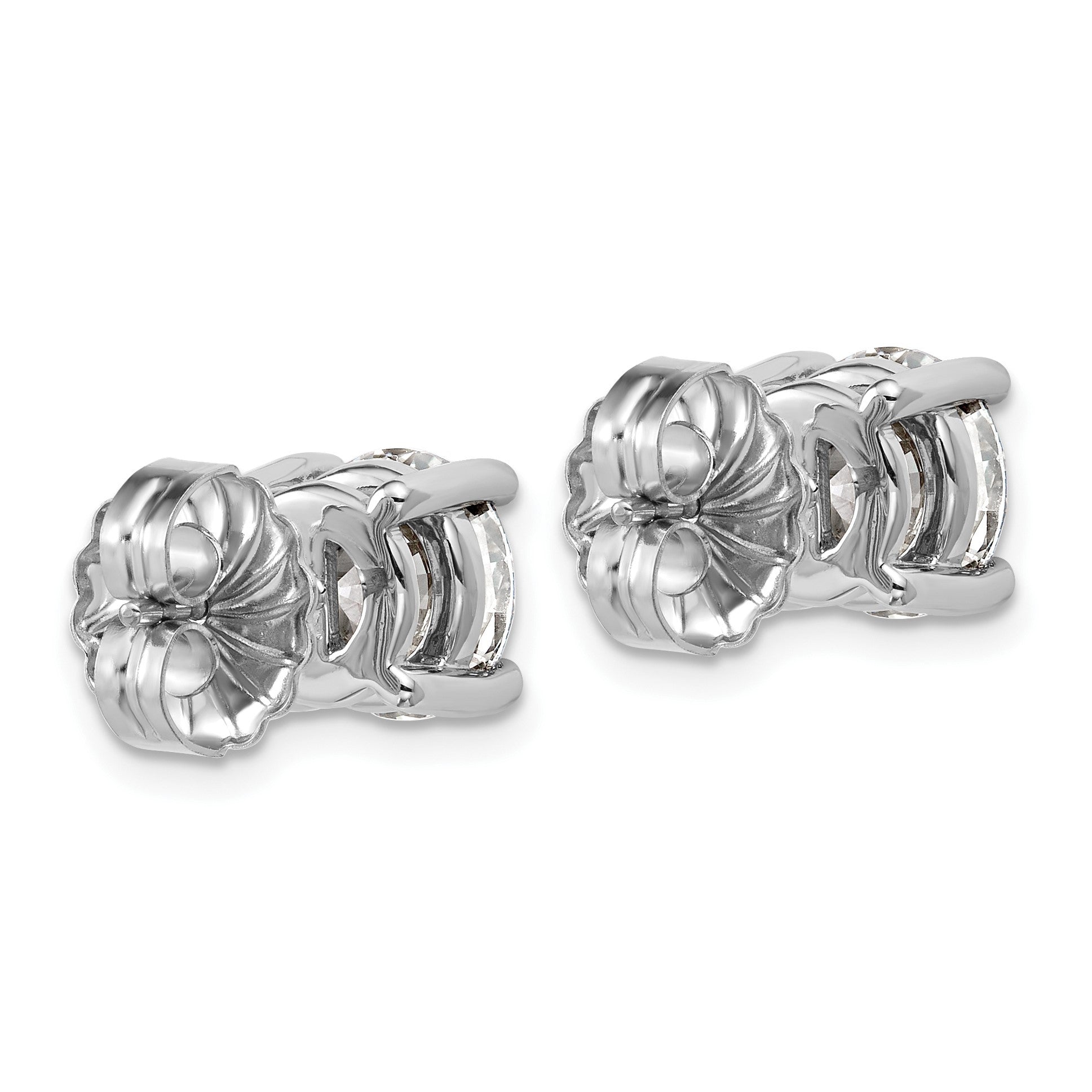 14K Weißgold Ohrstecker mit 5 ct. Labor-gezüchteten Diamanten, VS/SI+, G+, Rund, 4-Krappen-Fassung, Schweres Gewicht