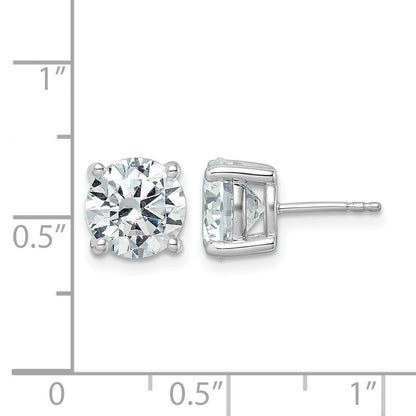 14K Weißgold Ohrstecker mit 5 ct. Labor-gezüchteten Diamanten, VS/SI+, G+, Rund, 4-Krappen-Fassung, Schweres Gewicht