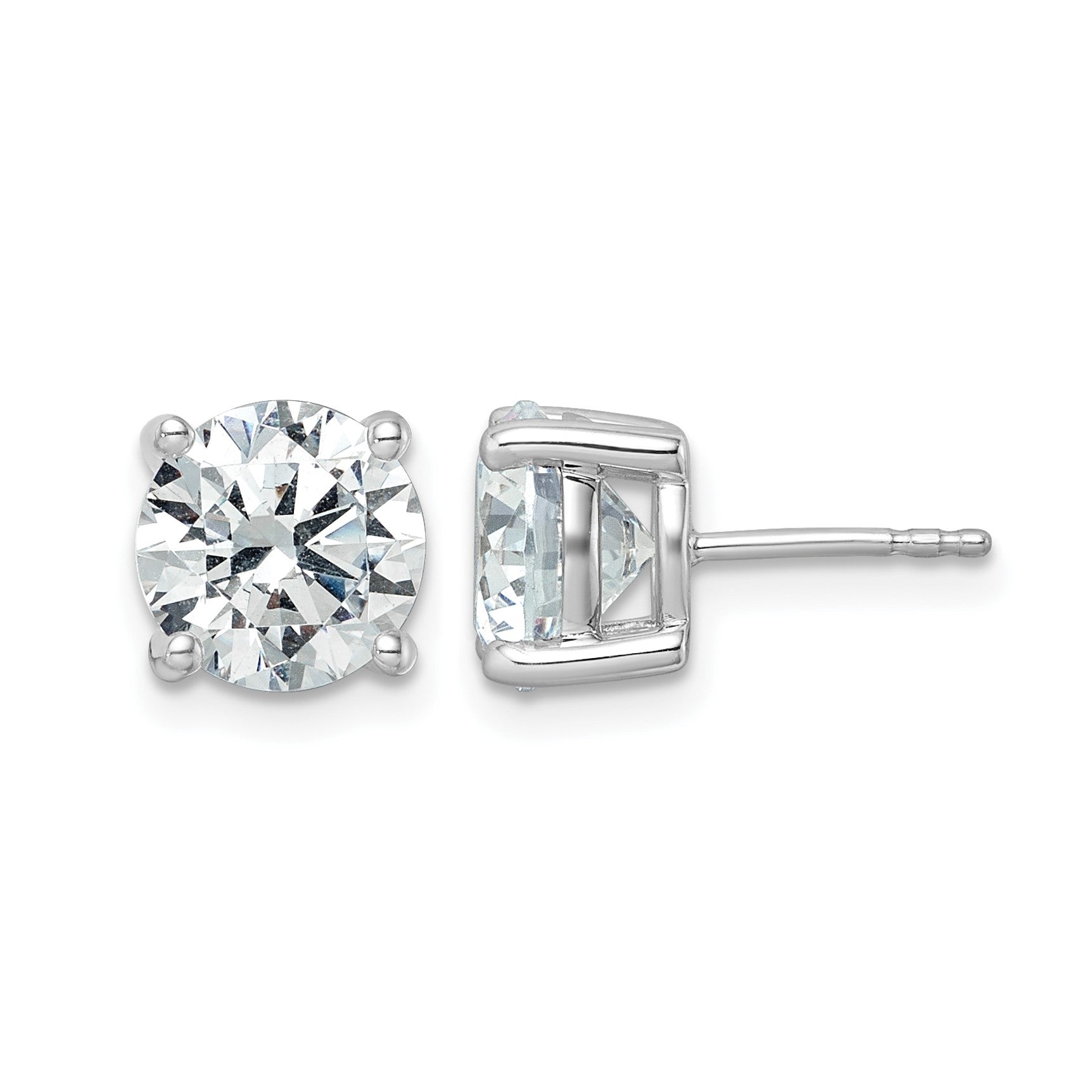 14K Weißgold Ohrstecker mit 5 ct. Labor-gezüchteten Diamanten, VS/SI+, G+, Rund, 4-Krappen-Fassung, Schweres Gewicht