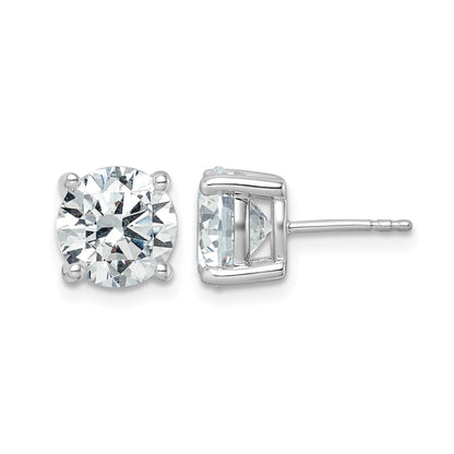 14K Weißgold Ohrstecker mit 5 ct. Labor-gezüchteten Diamanten, VS/SI+, G+, Rund, 4-Krappen-Fassung, Schweres Gewicht