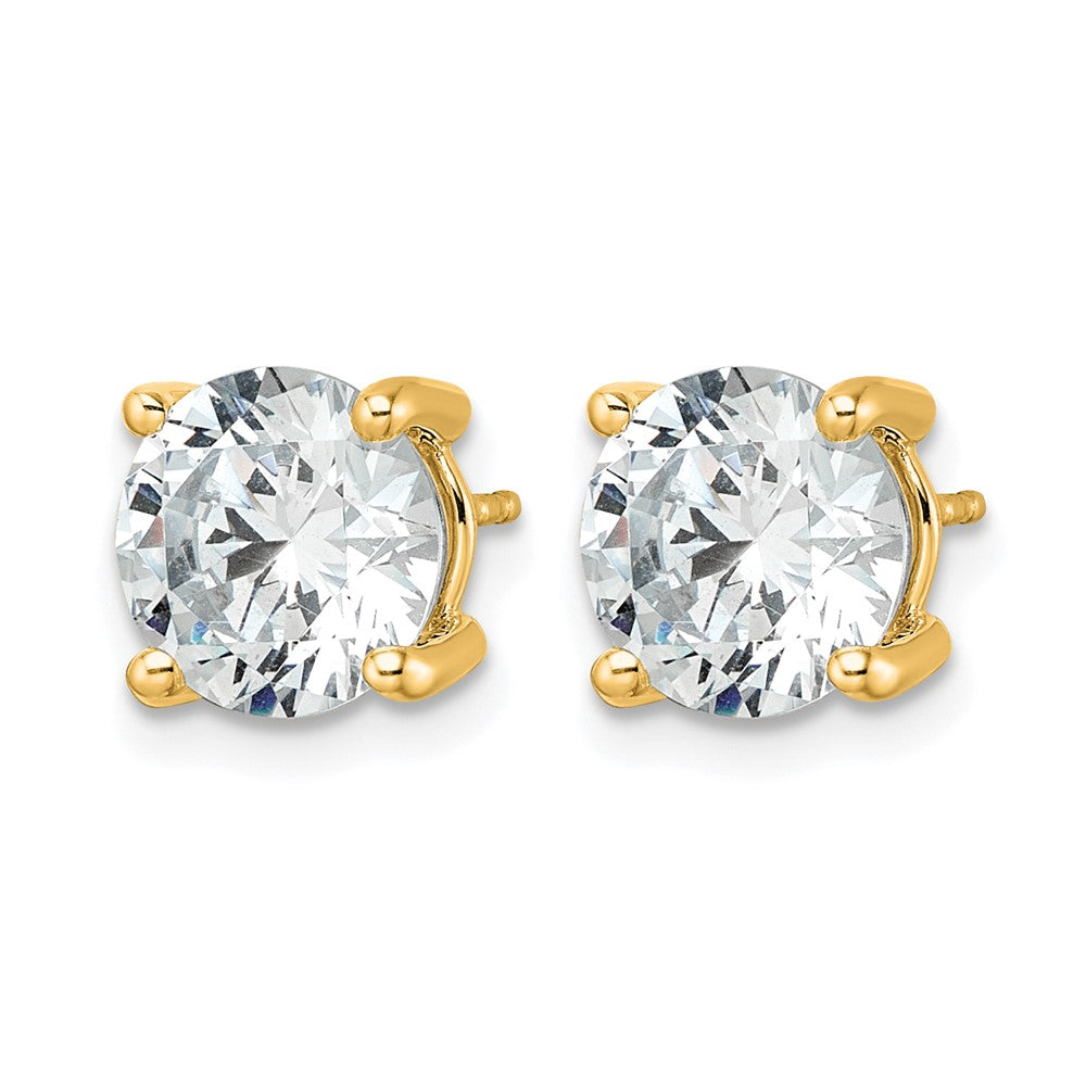 14K Gelbgold Ohrstecker mit weißen, zertifizierten, im Labor gezüchteten Diamanten, 5 ct., VS+ F+, rund, Vier-Krappen-Fassung, mit Ohrstecker-Verschluss