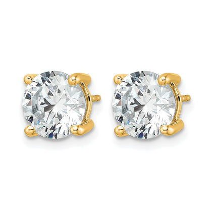14K Gelbgold Ohrstecker mit weißen, zertifizierten, im Labor gezüchteten Diamanten, 5 ct., VS+ F+, rund, Vier-Krappen-Fassung, mit Ohrstecker-Verschluss