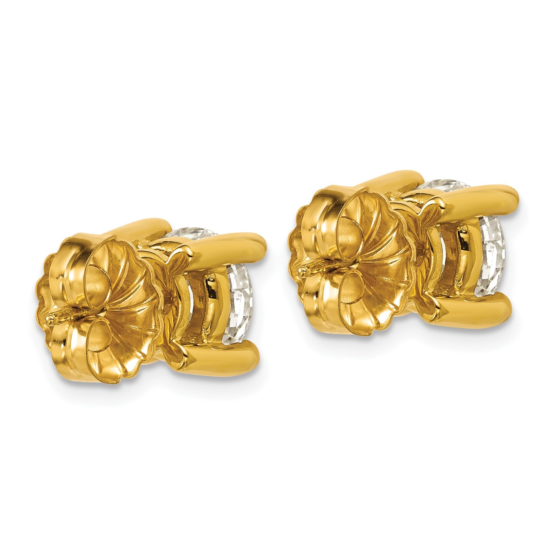 14K Gelbgold Ohrstecker mit 5 ct. zertifizierten, im Labor gezüchteten Diamanten, VS/SI+ G+, rund, in schwerer 4-Krappen-Fassung