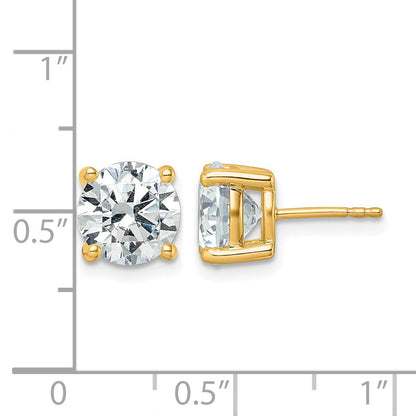 14K Gelbgold Ohrstecker mit 5 ct. zertifizierten, im Labor gezüchteten Diamanten, VS/SI+ G+, rund, in schwerer 4-Krappen-Fassung