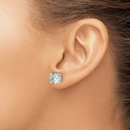 14K Weißgold Ohrstecker mit 6 ct. Laborgezüchteten Diamanten, VS+ F+, rund, in Vierkrallenfassung