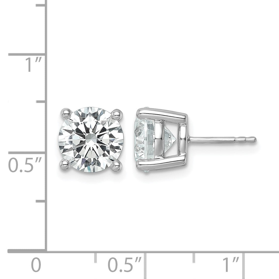 14K Weißgold Ohrstecker mit zertifizierten laborgezüchteten Diamanten, rund, Vierkrappenfassung, 6 ct., VS+ F+