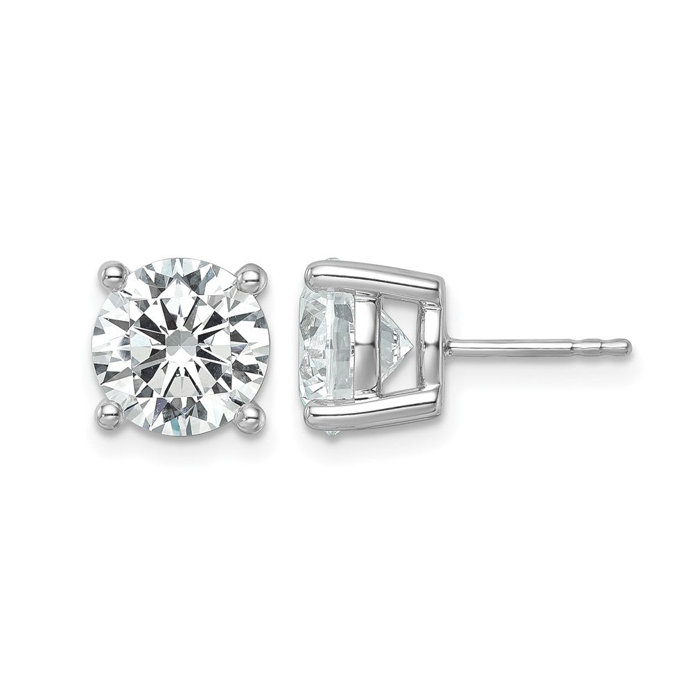 14K Weißgold Ohrstecker mit zertifizierten laborgezüchteten Diamanten, rund, Vierkrappenfassung, 6 ct., VS+ F+